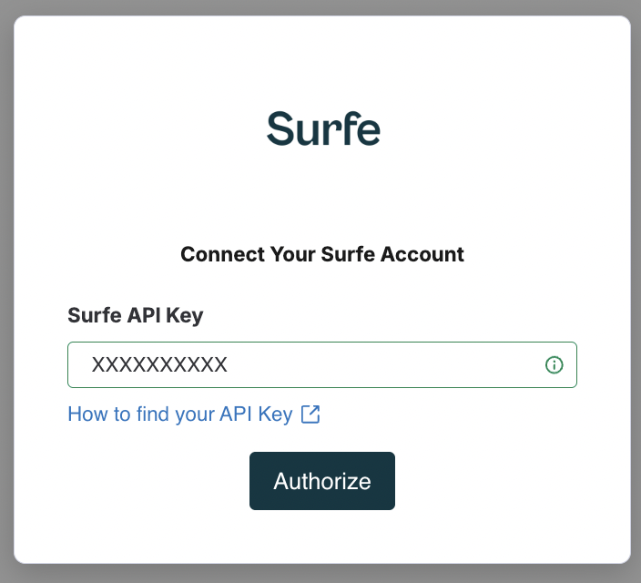 Surfe API key authorization